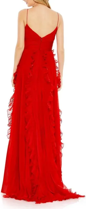 Mac Duggal Womens Chiffon Pleated Evening Dress