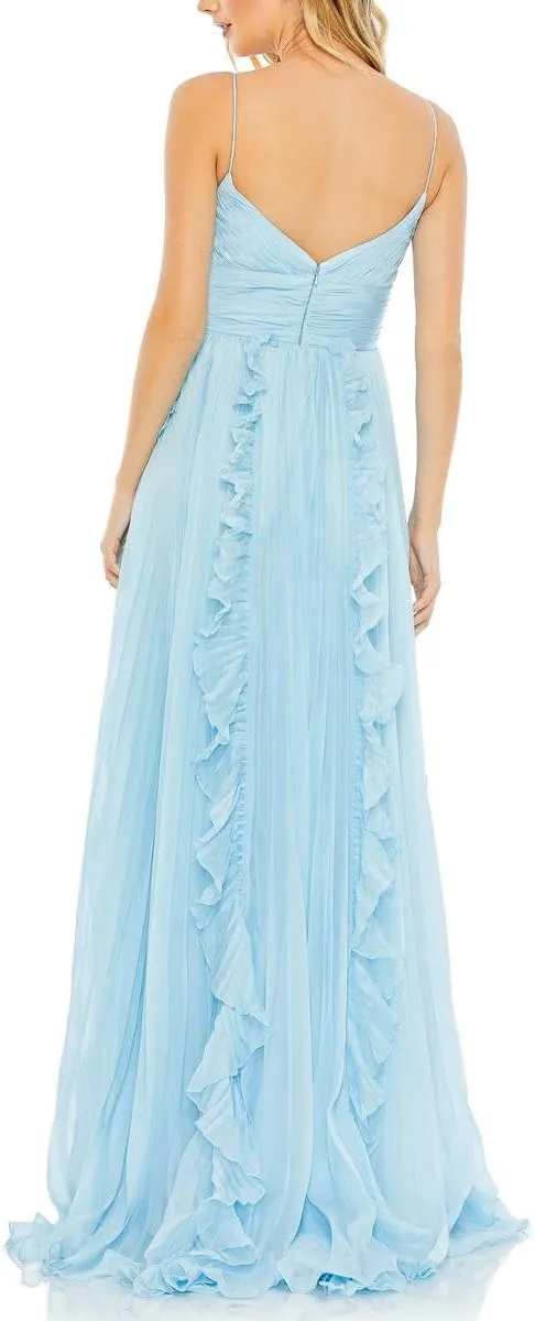 Mac Duggal Womens Chiffon Pleated Evening Dress