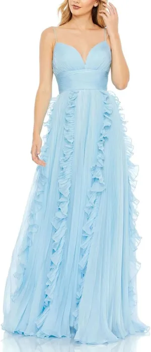Mac Duggal Womens Chiffon Pleated Evening Dress