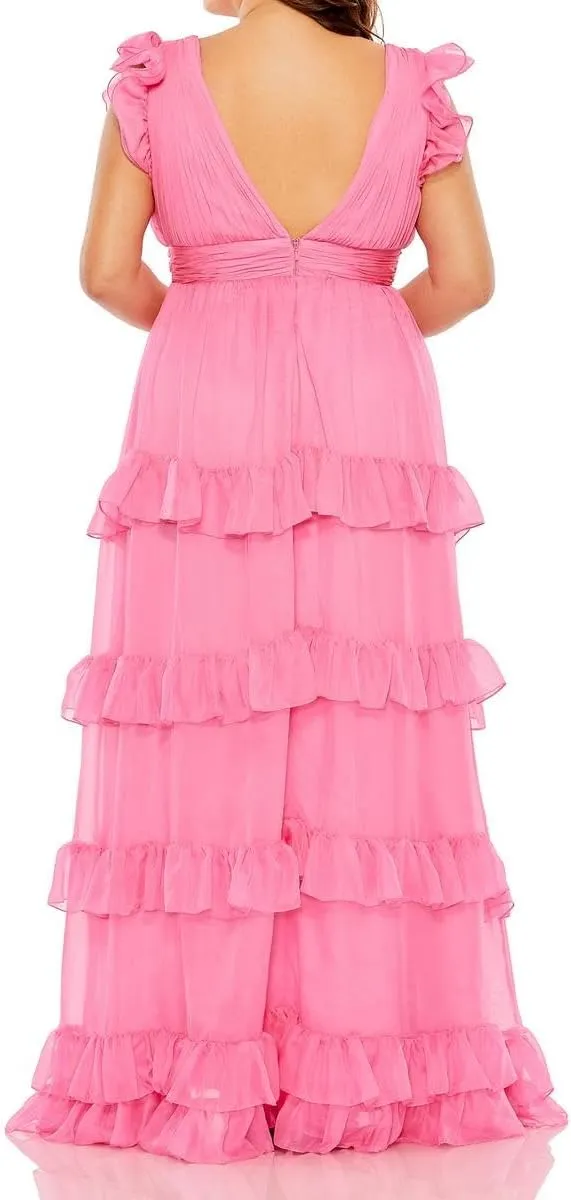 Mac Duggal Womens Plus Ruched Chiffon Evening Dress