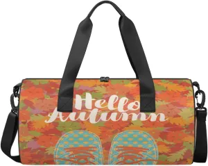 Maple Leaves Sports Gym Bag Dots Shoes Shoulder Travel Bag for Men Women Swim Sports Camping Weekend Overnight Tote Bag Lightweight Easy