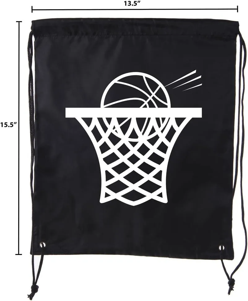 Mato & Hash Basketball Drawstring Bags with 3,6, and 10 pack Bulk Options 10PK Black CA2500Basketball S1