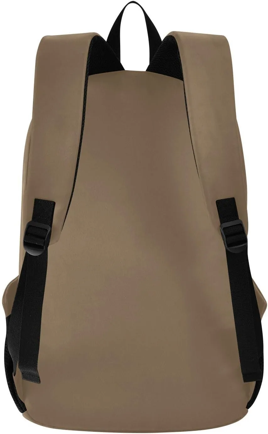 MCHIVER Custom Travel Backpack Khaki Personalized Casual Daypack Backpacks Lightweight Carry on Bag Water Resistant Bookbag for Women and Men