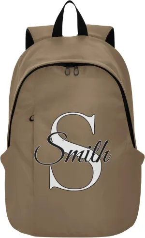 MCHIVER Custom Travel Backpack Khaki Personalized Casual Daypack Backpacks Lightweight Carry on Bag Water Resistant Bookbag for Women and Men