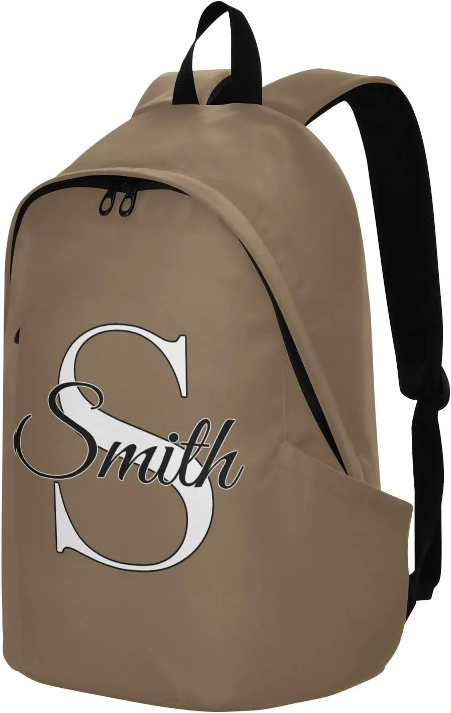 MCHIVER Custom Travel Backpack Khaki Personalized Casual Daypack Backpacks Lightweight Carry on Bag Water Resistant Bookbag for Women and Men