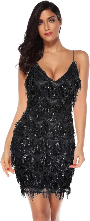 meilun Womens Sequin 1920s Flapper Dress Inspired Evening Party Dance Dress
