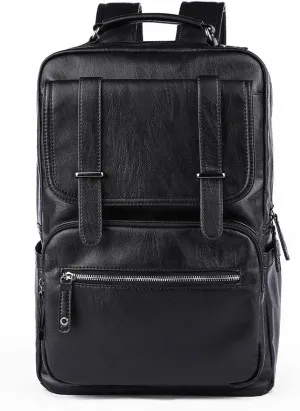 Men's Backpacks Leather PU Backpack Men 14/15.6 Inch Laptop Backpack Multifunction School Travel Waterproof Bag for Male Female