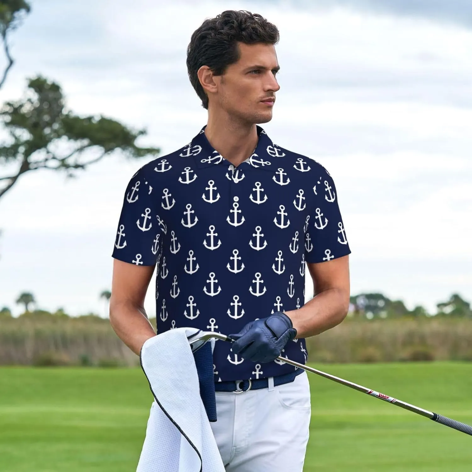 Men's Classic Regular-Fit Quick-Dry Golf 3 Button Polo Shirt Tracksuit