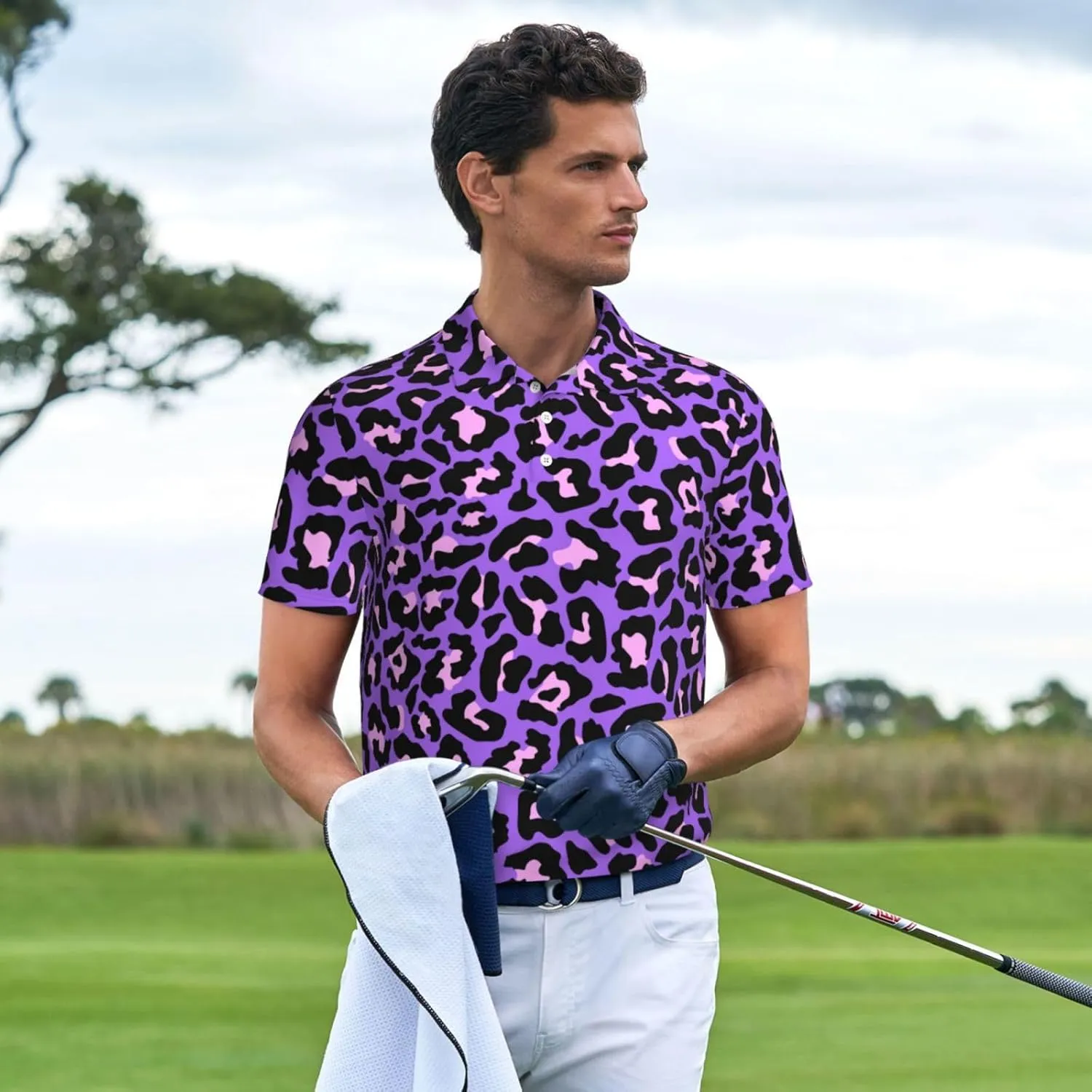 Men's Classic Regular-Fit Quick-Dry Golf 3 Button Polo Shirt Tracksuit