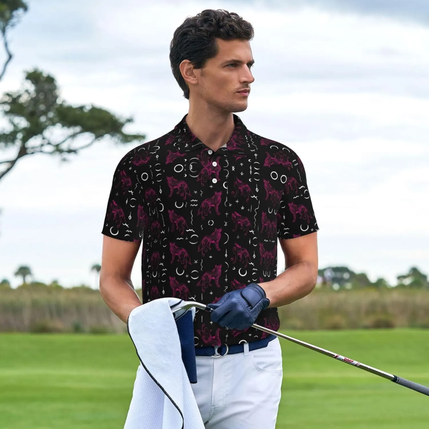 Men's Classic Regular-Fit Quick-Dry Golf 3 Button Polo Shirt Tracksuit