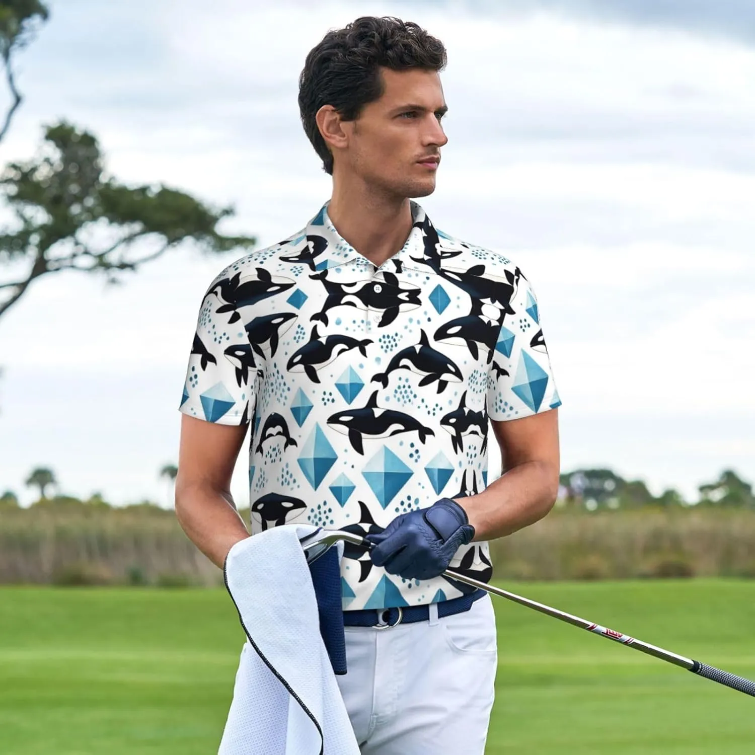 Men's Classic Regular-Fit Quick-Dry Golf 3 Button Polo Shirt Tracksuit