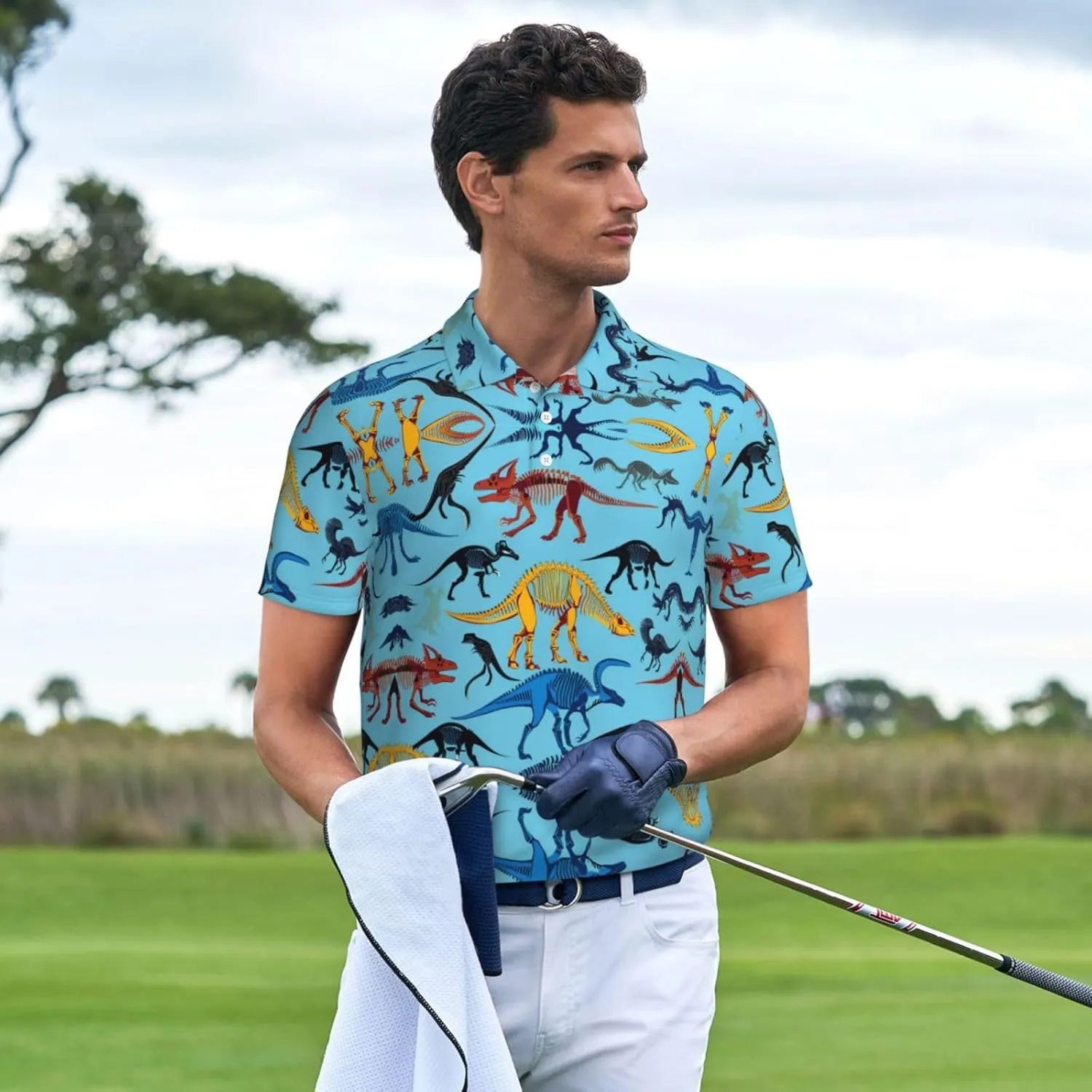 Mens Golf Shirt Moisture Wicking Quick-Dry Short Sleeve Casual 3 Button Polo Shirts for Men