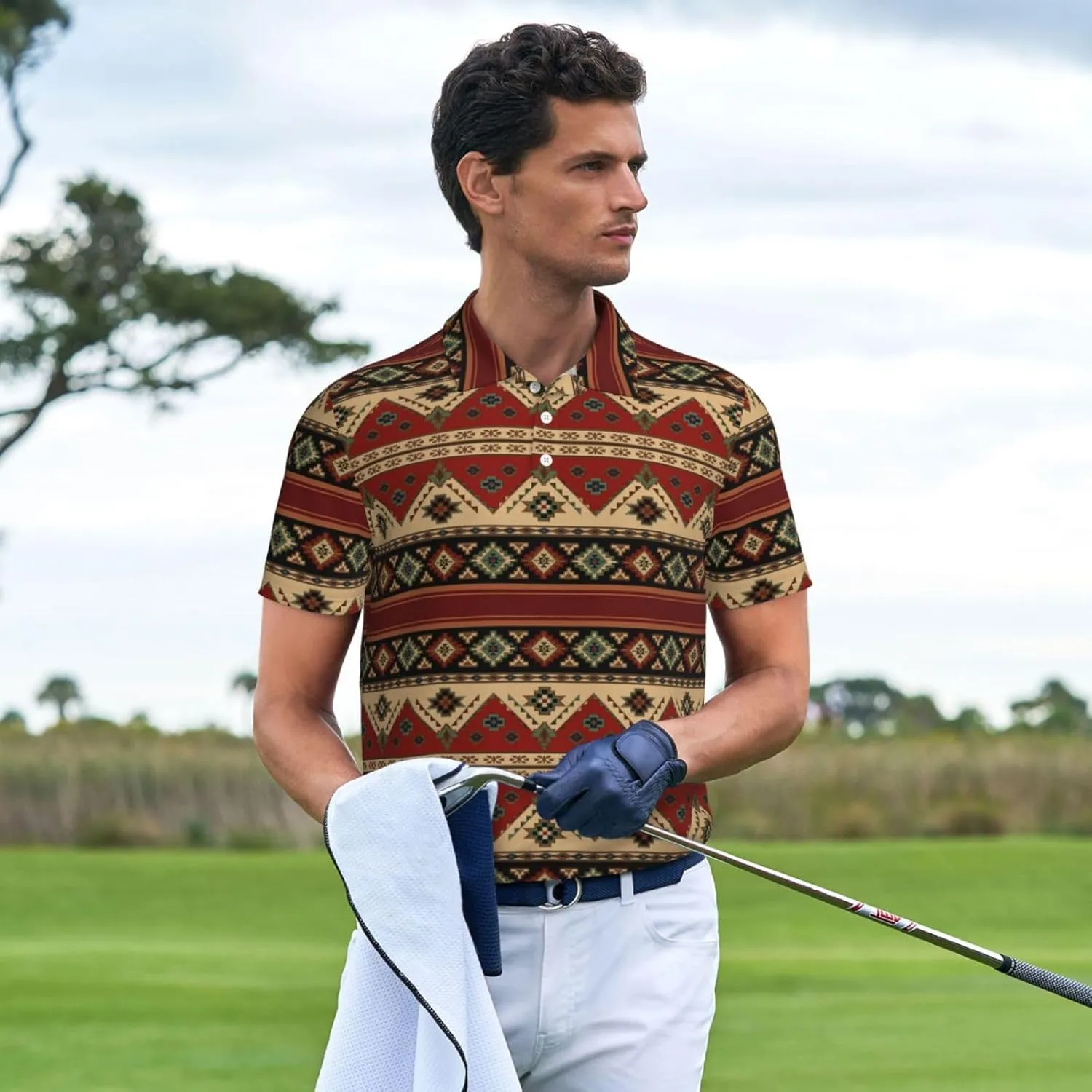 Mens Golf Shirt Moisture Wicking Quick-Dry Short Sleeve Casual 3 Button Polo Shirts for Men
