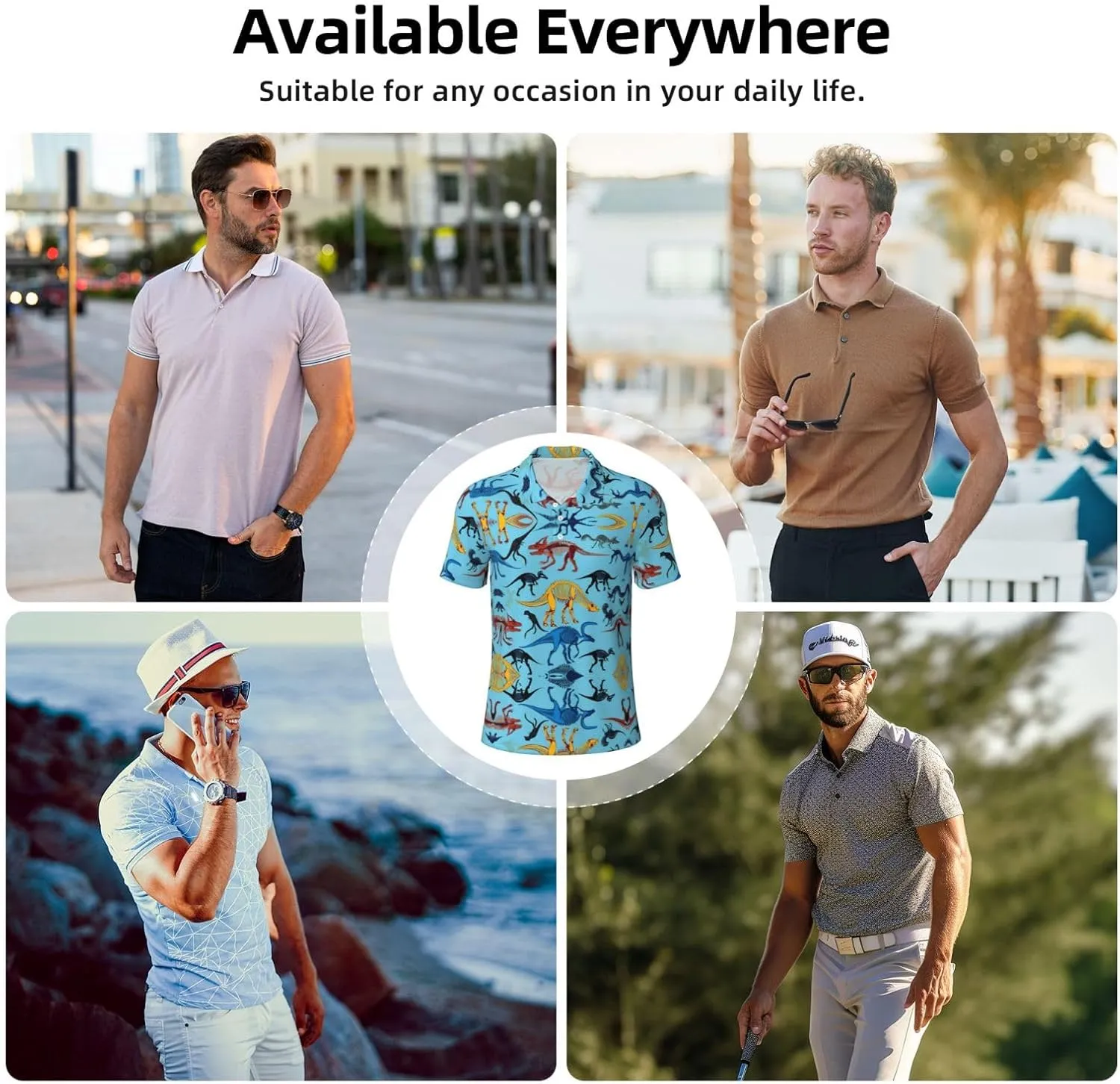 Mens Golf Shirt Moisture Wicking Quick-Dry Short Sleeve Casual 3 Button Polo Shirts for Men