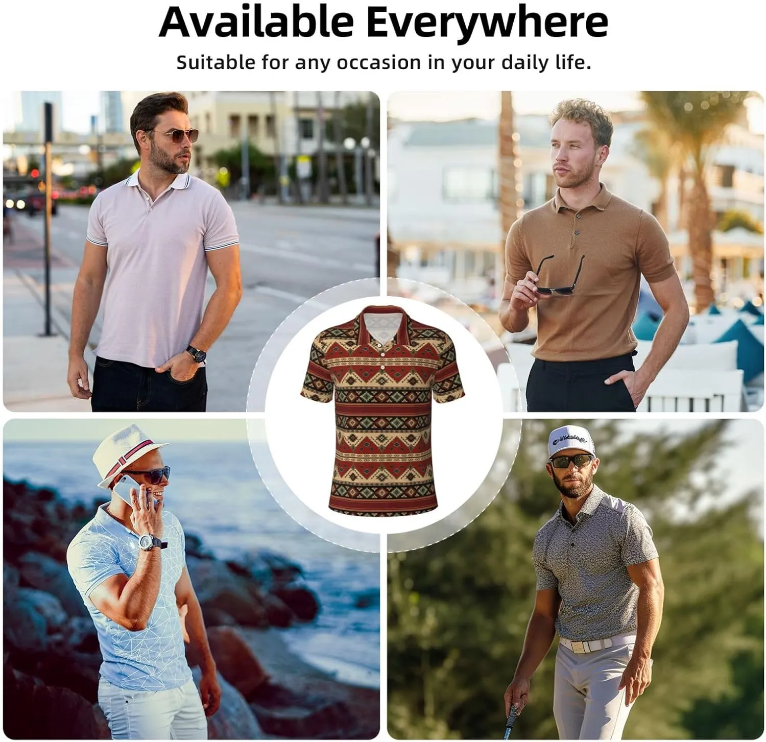 Mens Golf Shirt Moisture Wicking Quick-Dry Short Sleeve Casual 3 Button Polo Shirts for Men