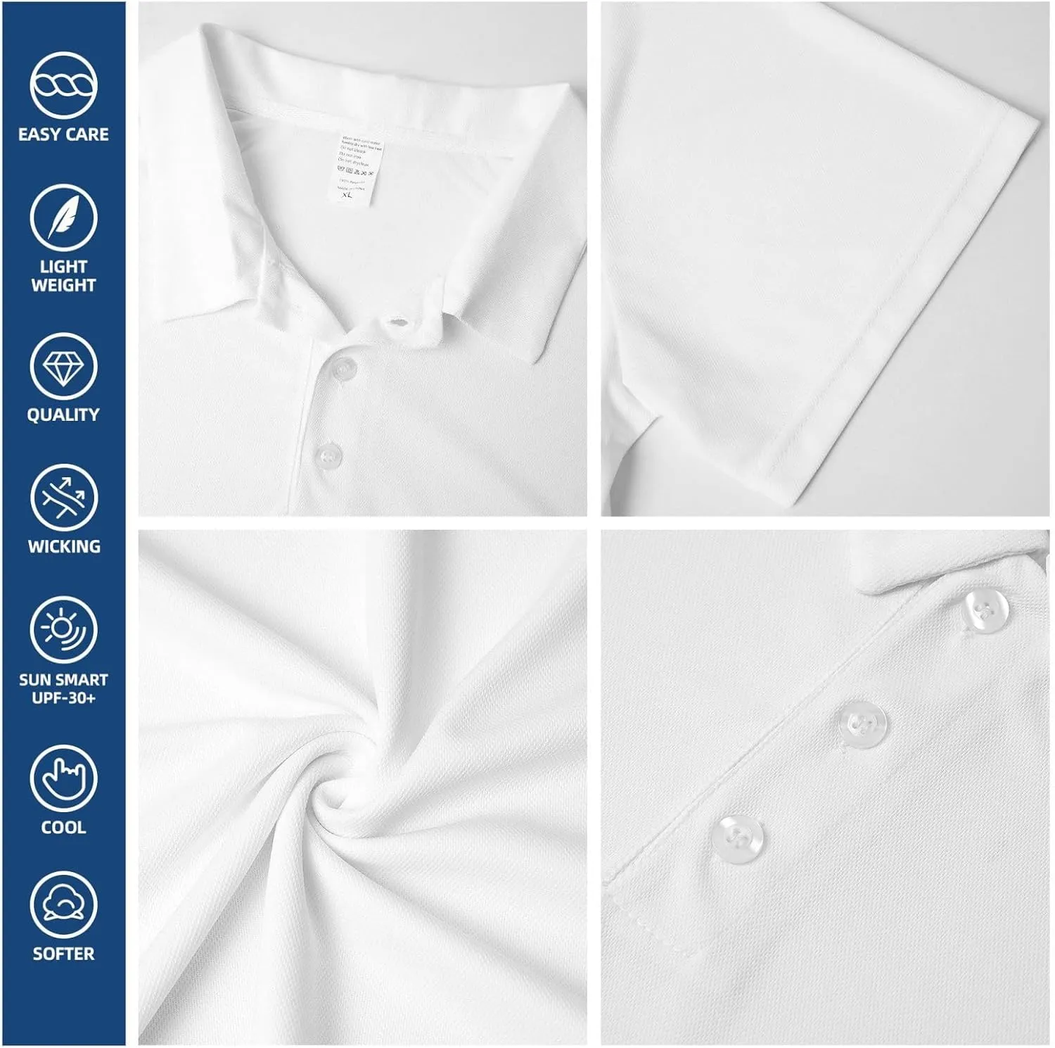 Mens Golf Shirt Moisture Wicking Quick-Dry Short Sleeve Casual 3 Button Polo Shirts for Men
