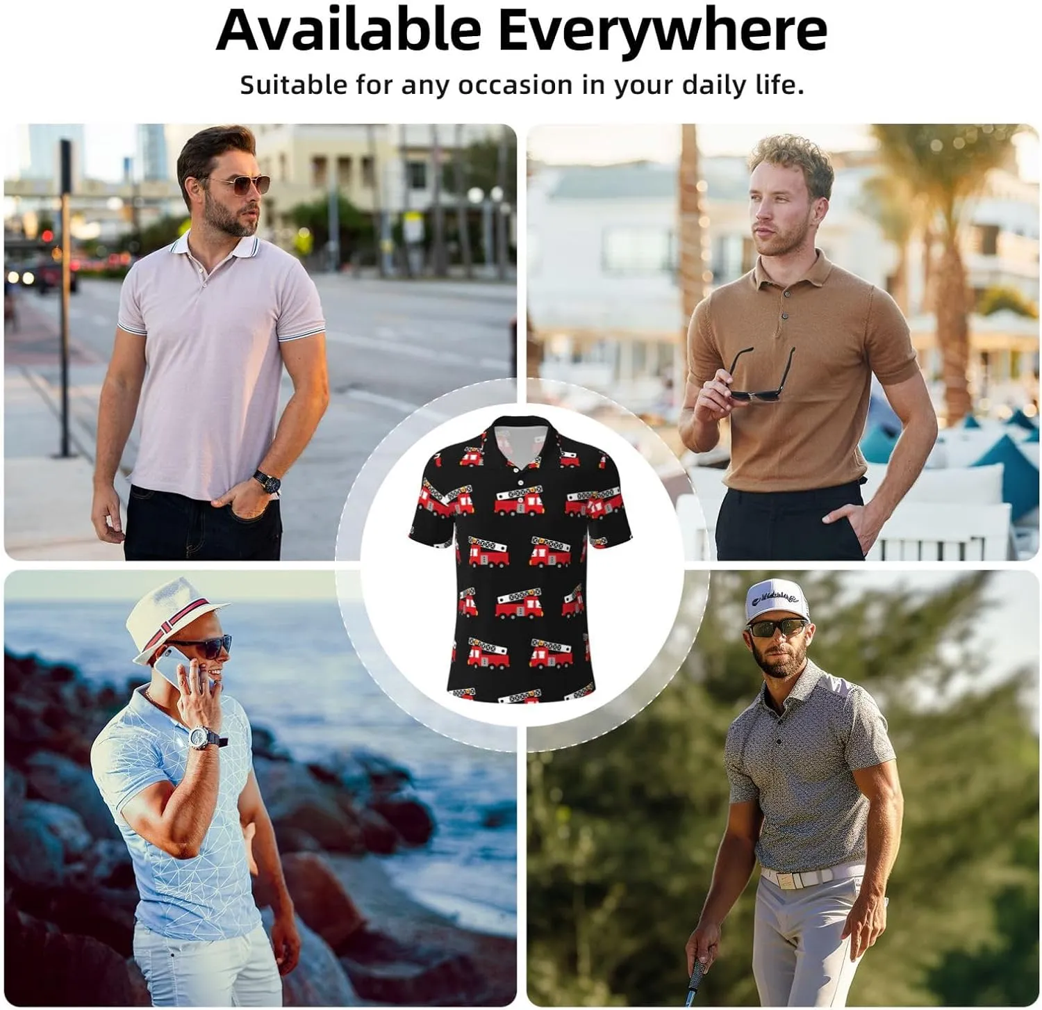 Mens Golf Shirt Moisture Wicking Quick-Dry Short Sleeve Casual 3 Button Polo Shirts for Men
