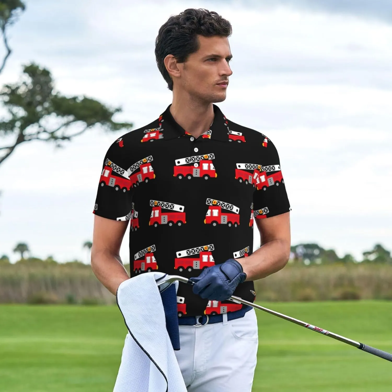 Mens Golf Shirt Moisture Wicking Quick-Dry Short Sleeve Casual 3 Button Polo Shirts for Men
