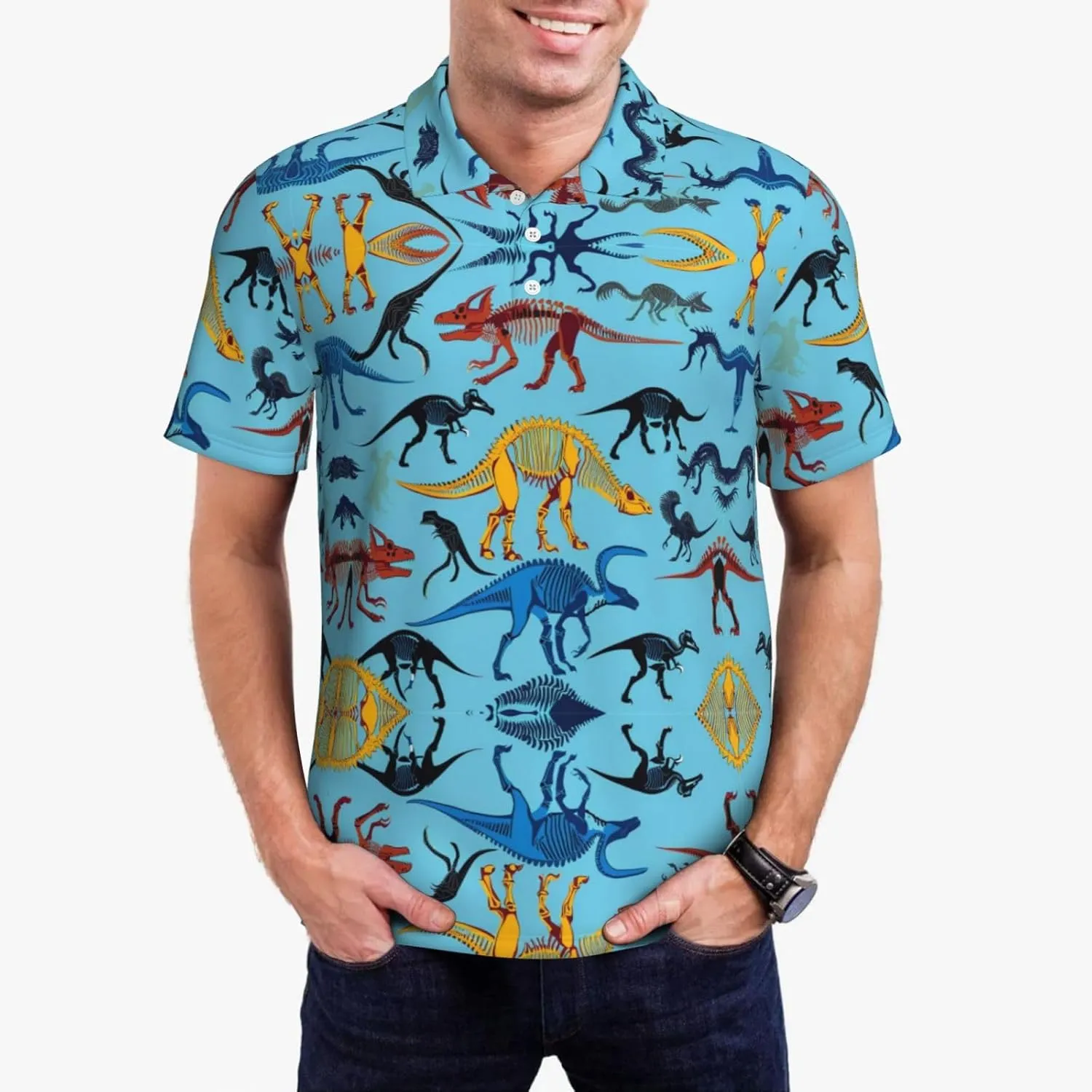 Mens Golf Shirt Moisture Wicking Quick-Dry Short Sleeve Casual 3 Button Polo Shirts for Men