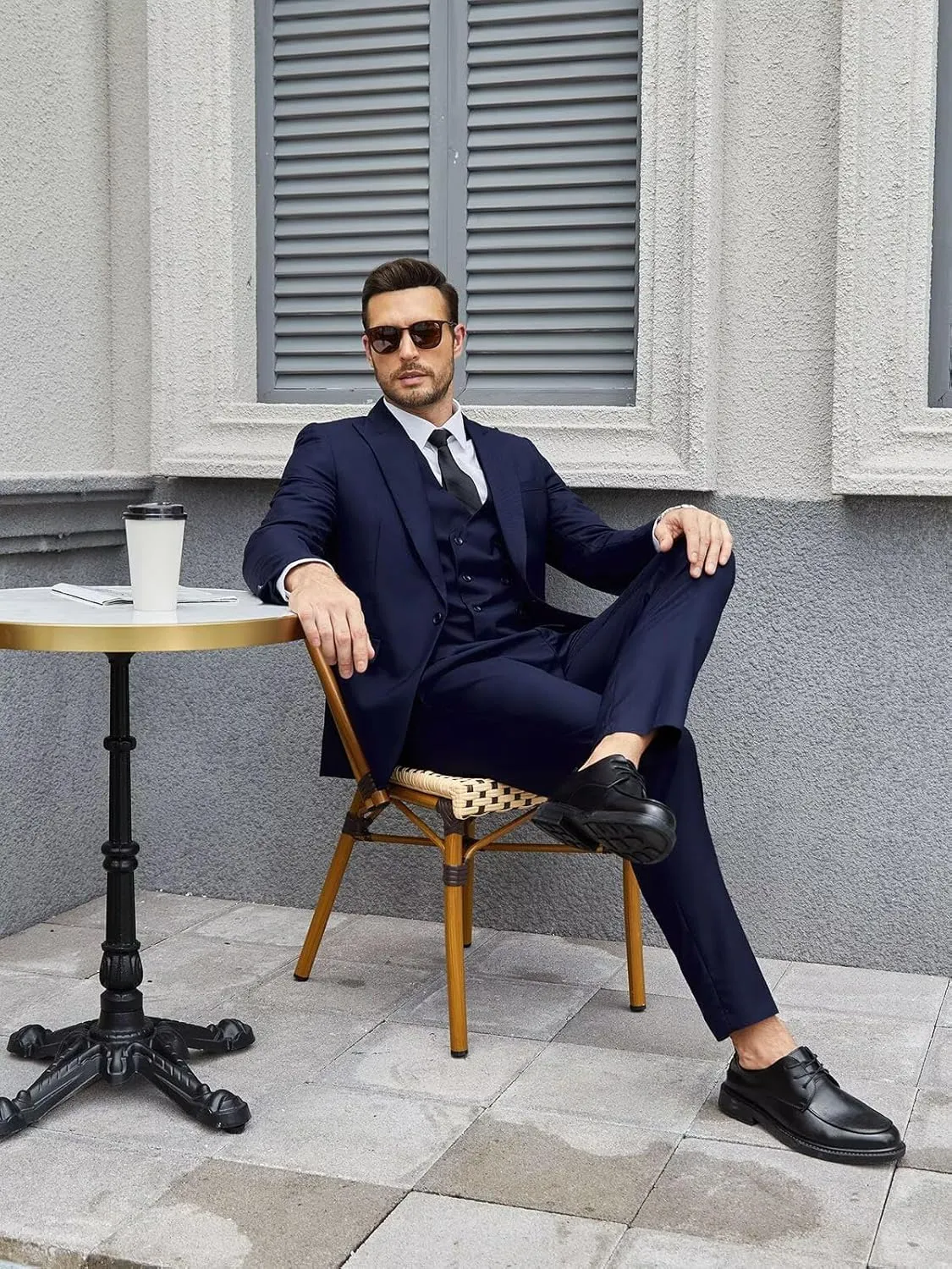 Mens Suit 3 Piece Slim Fit Suits for Men Double Breasted Suit Wedding Prom Suits Formal Business Dinner Tuxedo