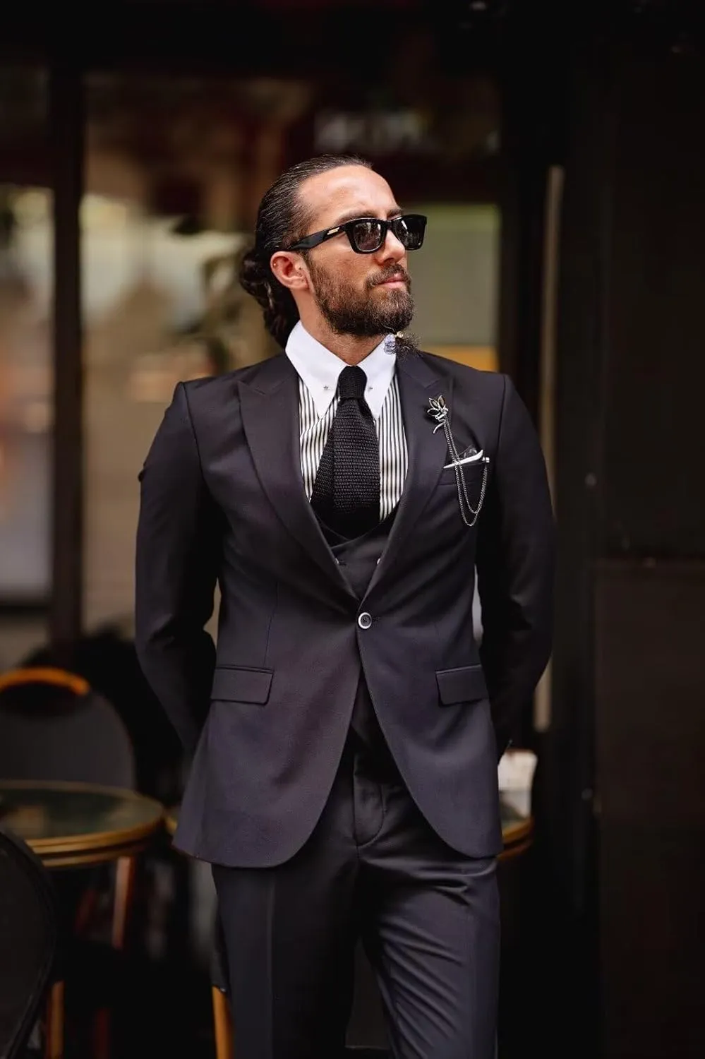 Mens Suit 3 Piece Slim Fit Suits for Men Double Breasted Suit Wedding Prom Suits Formal Business Dinner Tuxedo