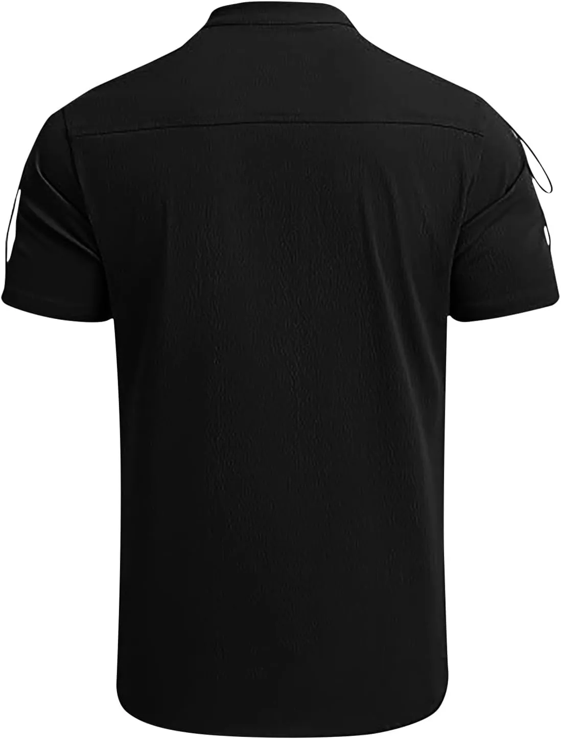 Men's Summer Half-Sleeve Shirts Workout Fitness Sports Breathable Lightweight Beach Shirts Lace-Up Casual Tunic Tops