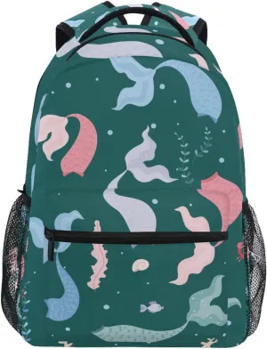 Mermaids Tails Seaweeds Boys Girls Kids School Backpacks Bookbag, School Bag Travel Backpack Daypack