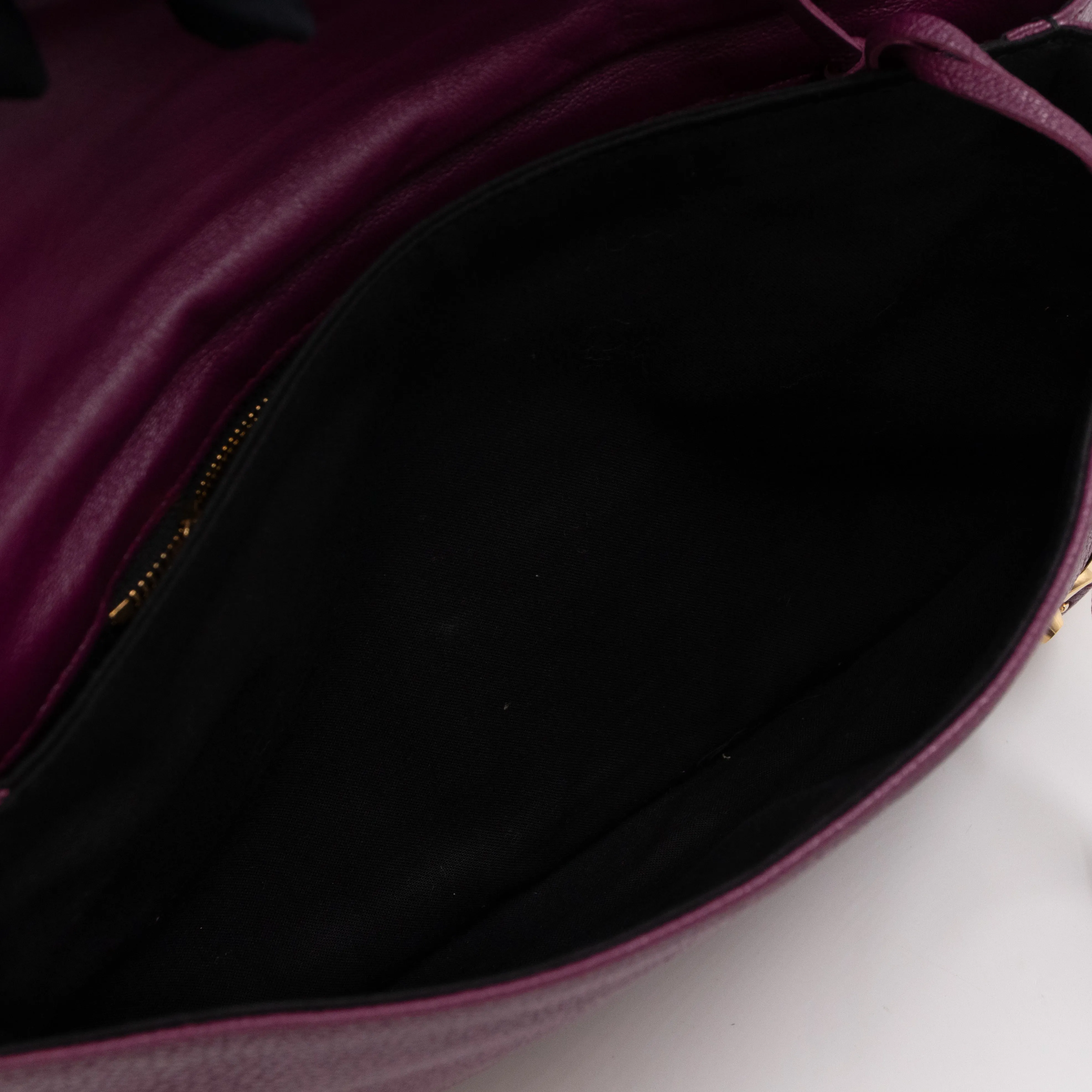 Metallic Edge Envelope Clutch Crossbody Purple Leather