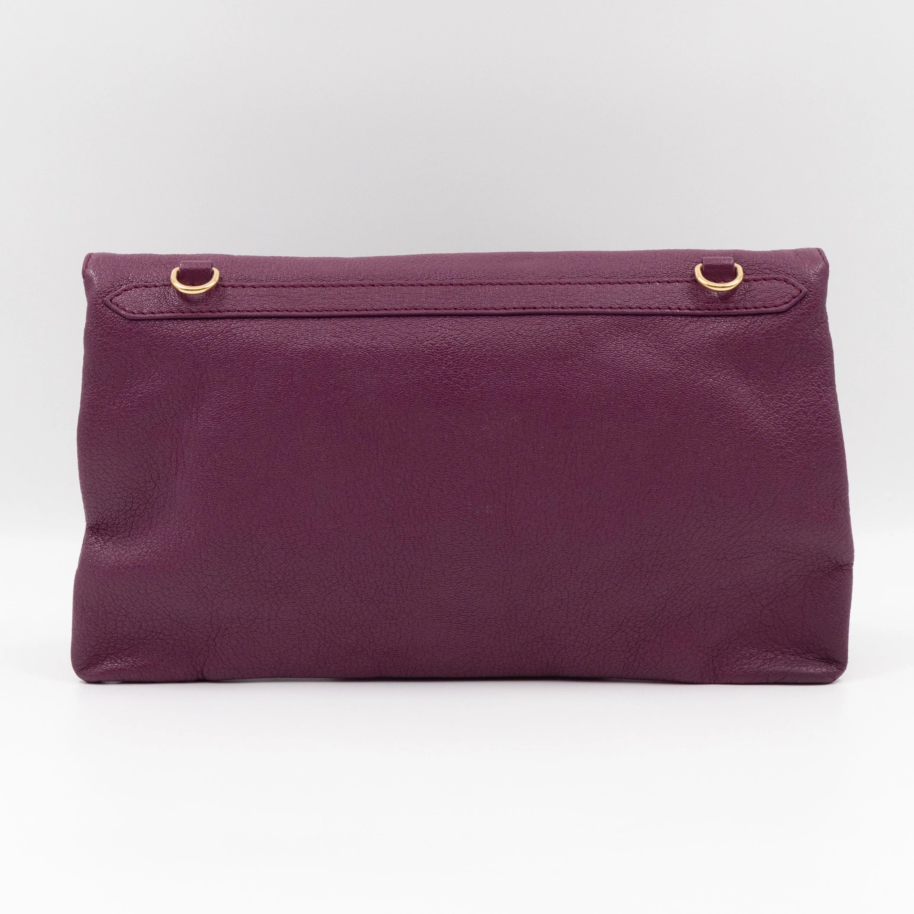 Metallic Edge Envelope Clutch Crossbody Purple Leather
