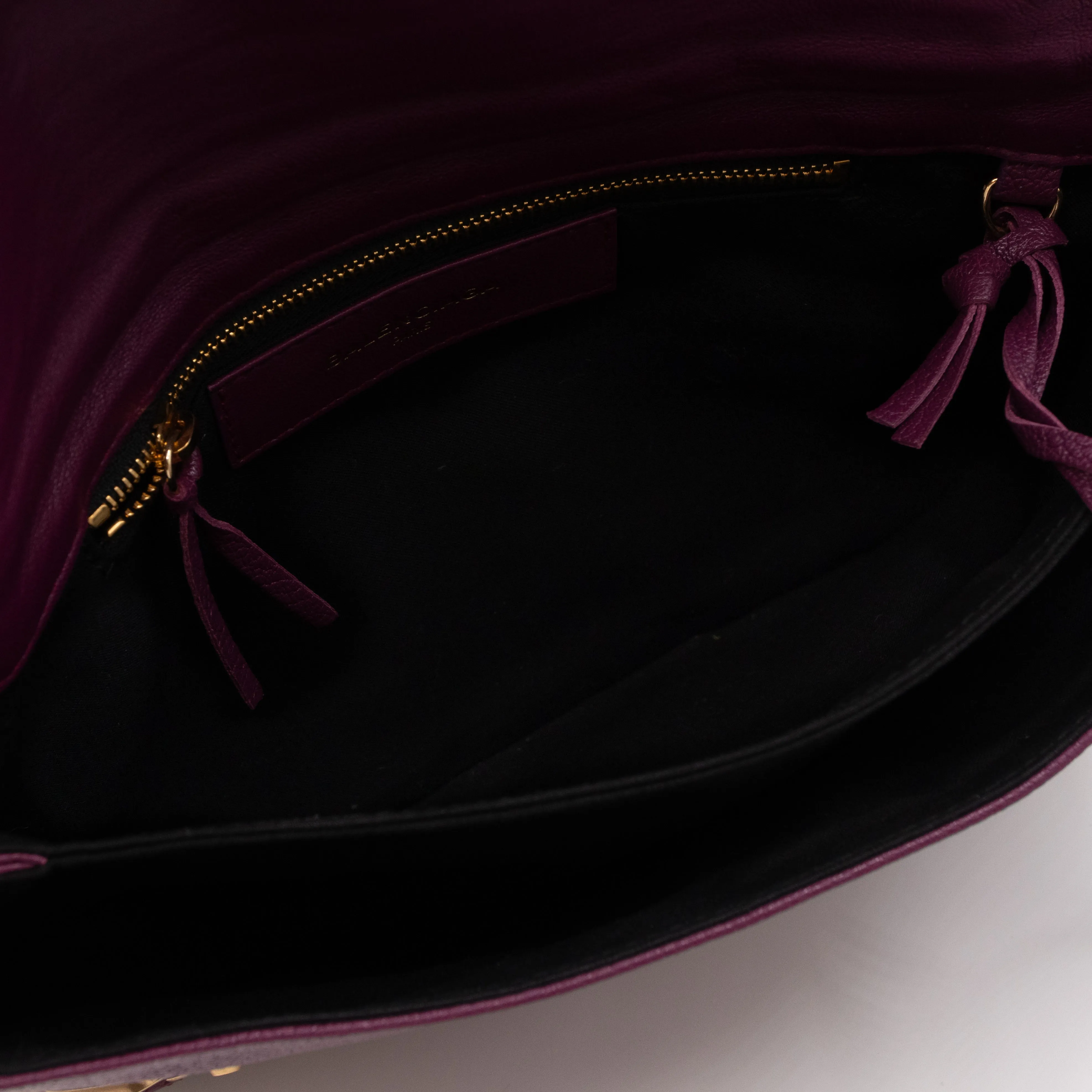 Metallic Edge Envelope Clutch Crossbody Purple Leather
