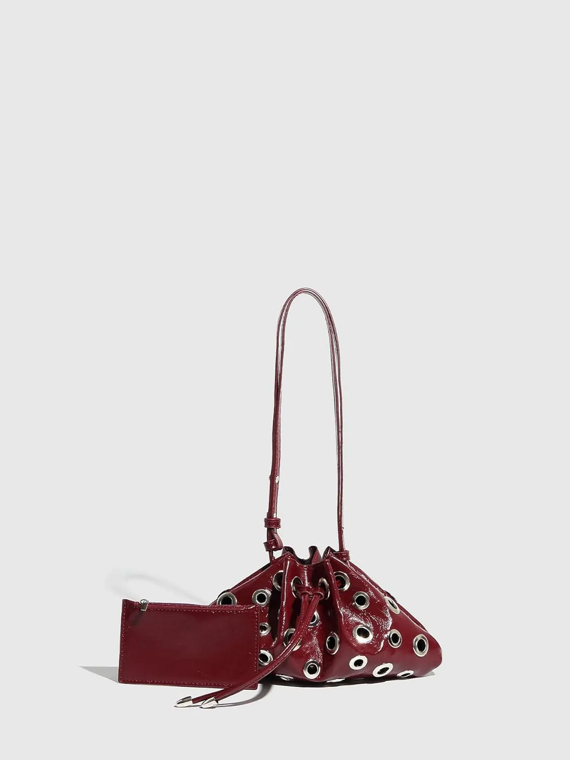 Metallic handbag, rivet shoulder bag, messenger bag
