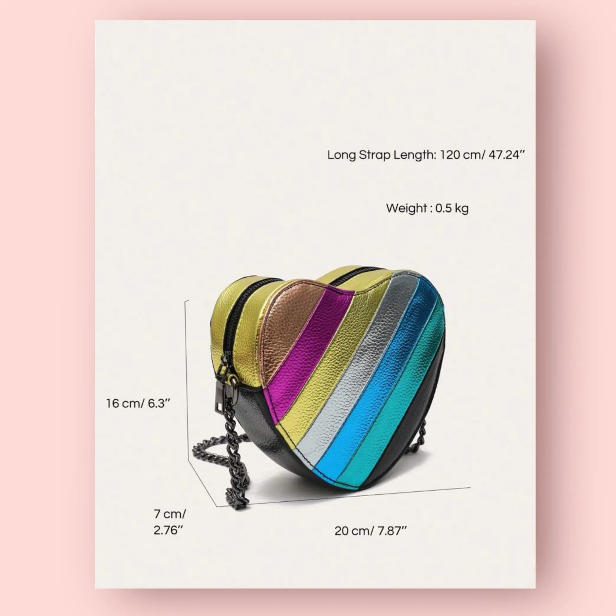Metallic Heart Crossbody Purse
