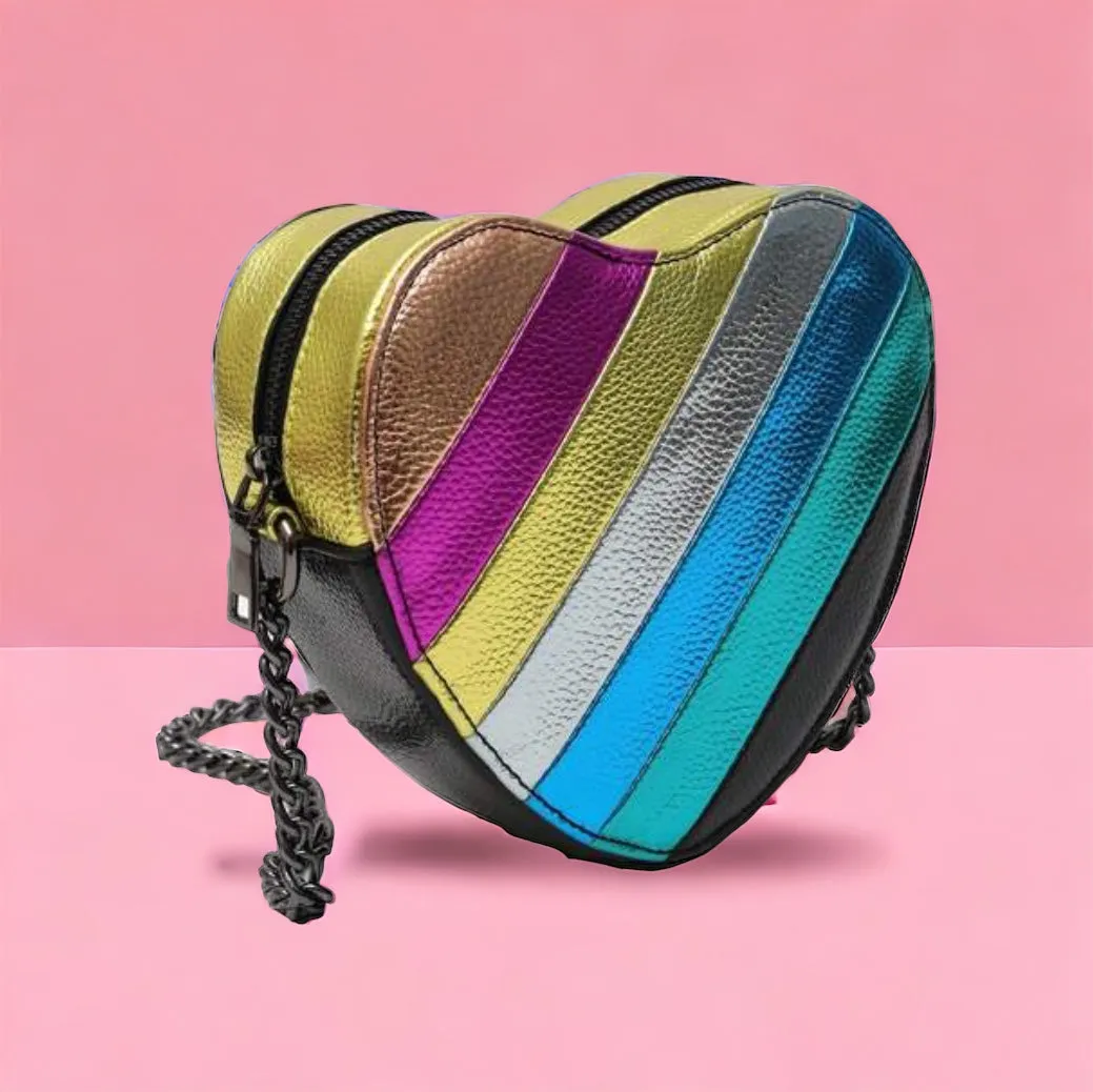 Metallic Heart Crossbody Purse