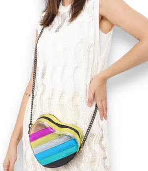 Metallic Heart Crossbody Purse