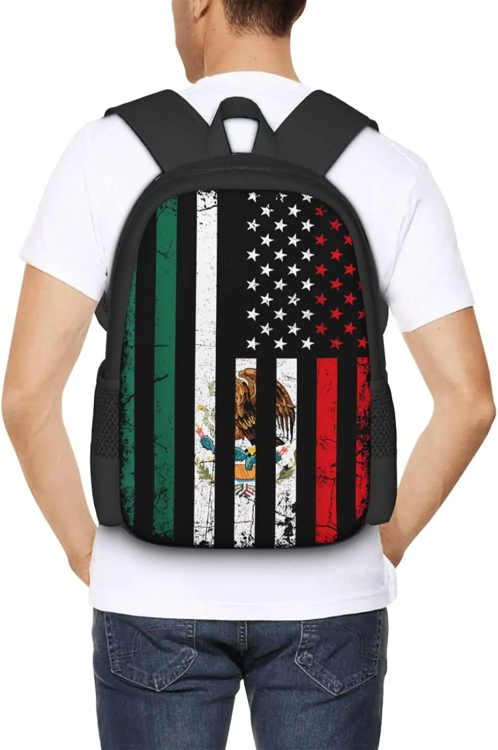 Mexico Mexican Eagle Flag Casual Backpacks Large Capacity Backpack Laptop Rucksack Sport Daypack Commuter Bags with Adjustable Strap for Traveling Camping
