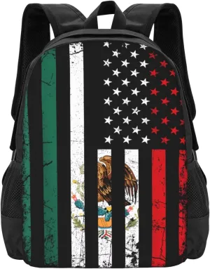 Mexico Mexican Eagle Flag Casual Backpacks Large Capacity Backpack Laptop Rucksack Sport Daypack Commuter Bags with Adjustable Strap for Traveling Camping
