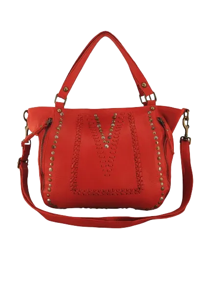 Mila Stitch & Stud Leather Tote | Misty Rose