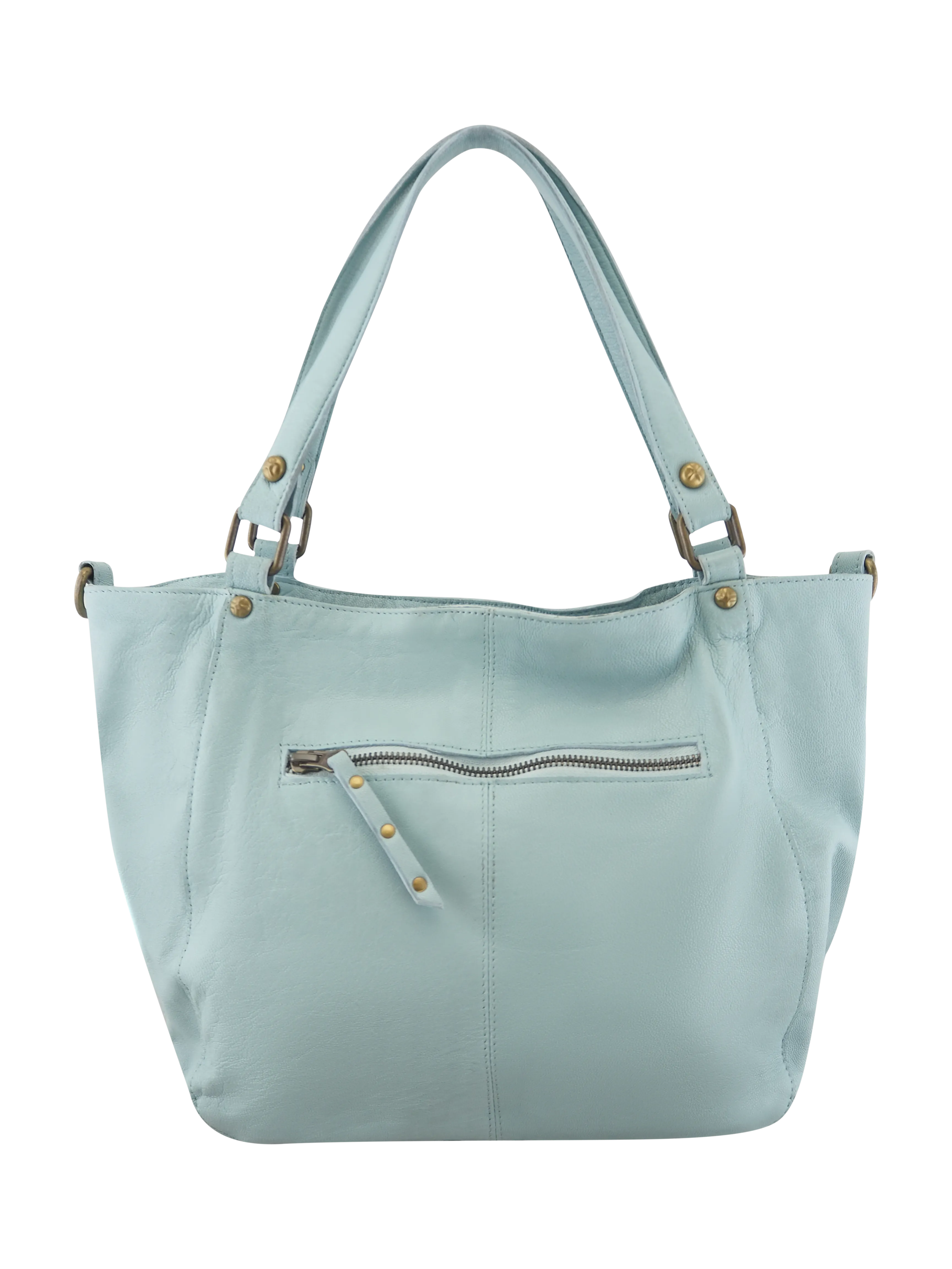 Mila Stitch & Stud Leather Tote | Pale Blue | Pre-Order