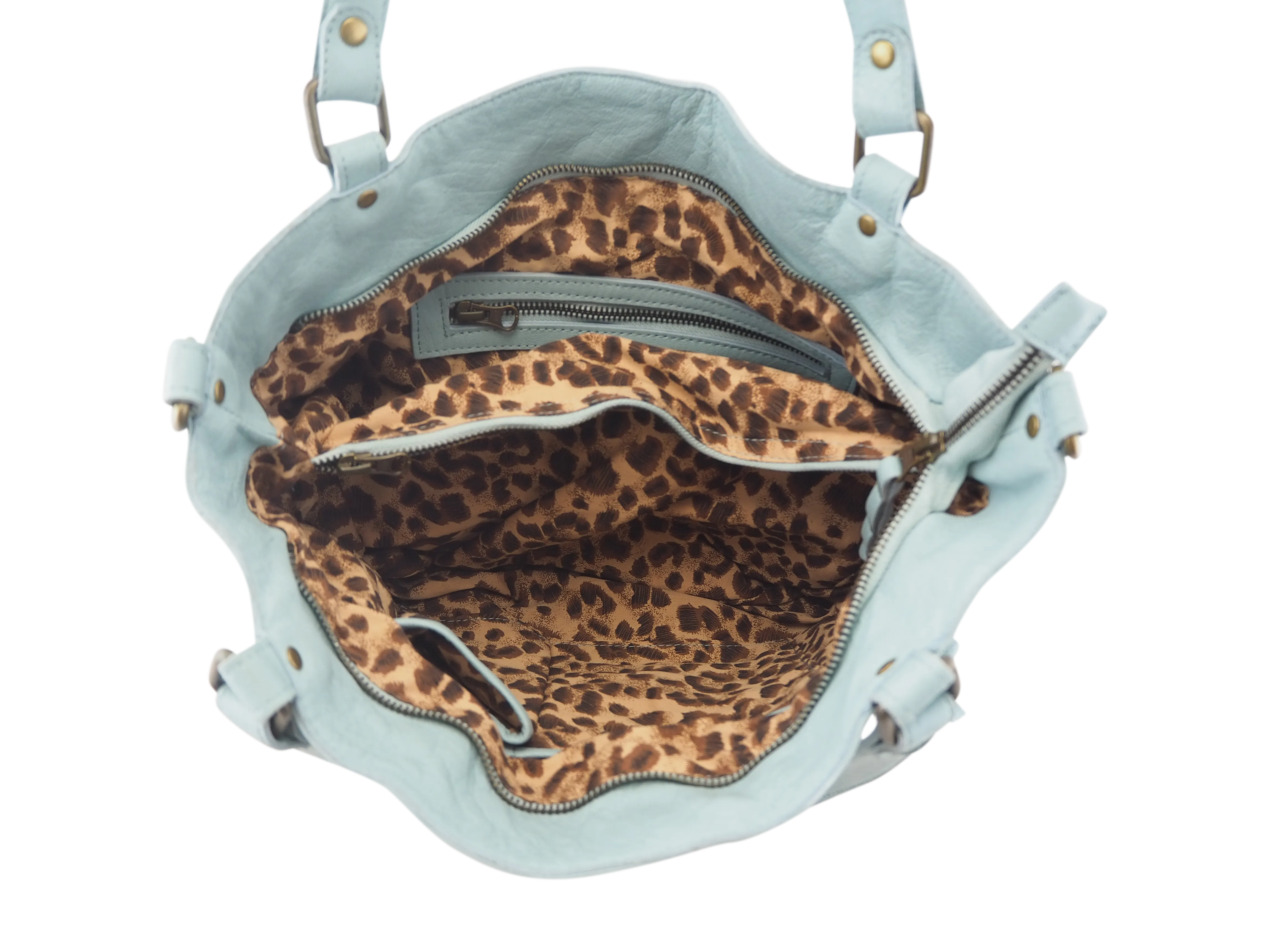 Mila Stitch & Stud Leather Tote | Pale Blue | Pre-Order