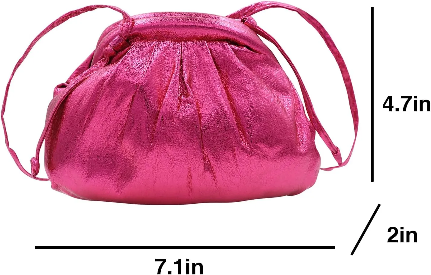 MINGSEECESS Women Fashion Cloud-Shaped Dumpling Bag Metallic Ruched Crossbody Cell Phone Bag Clutch Shoulder Handbag