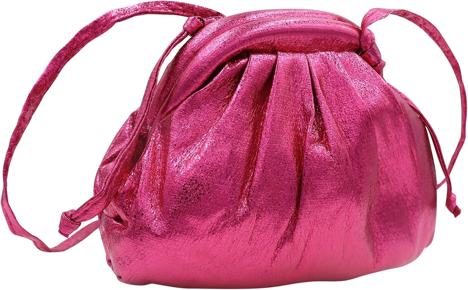 MINGSEECESS Women Fashion Cloud-Shaped Dumpling Bag Metallic Ruched Crossbody Cell Phone Bag Clutch Shoulder Handbag