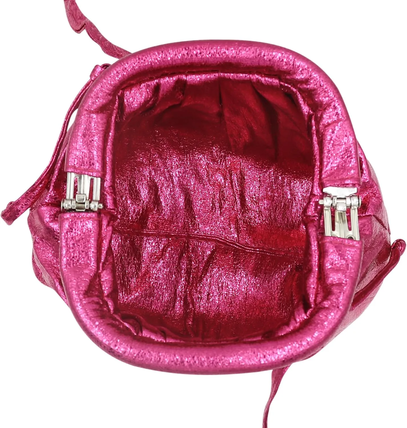 MINGSEECESS Women Fashion Cloud-Shaped Dumpling Bag Metallic Ruched Crossbody Cell Phone Bag Clutch Shoulder Handbag