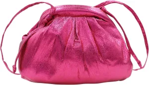 MINGSEECESS Women Fashion Cloud-Shaped Dumpling Bag Metallic Ruched Crossbody Cell Phone Bag Clutch Shoulder Handbag