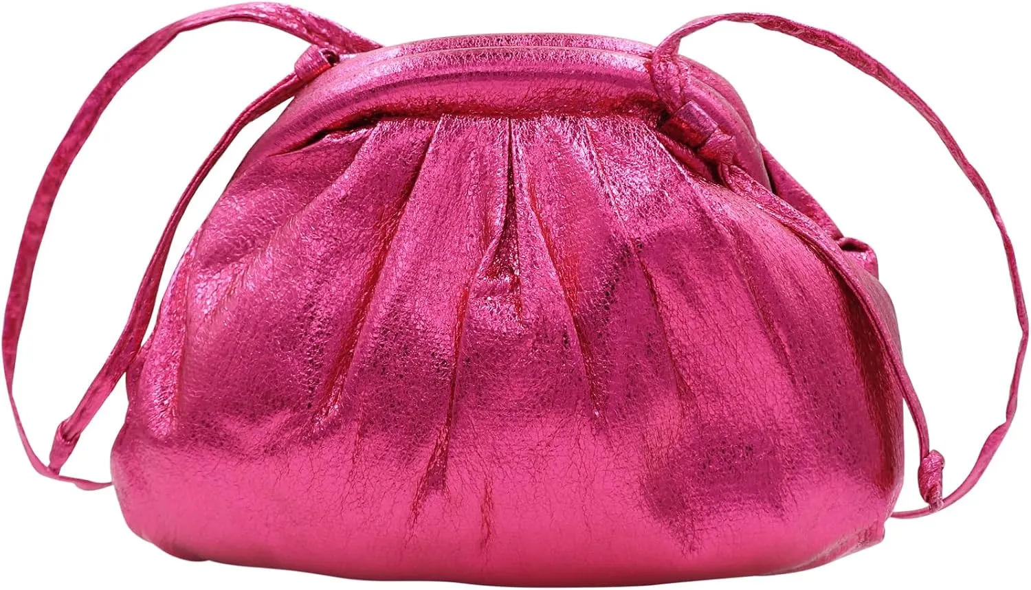 MINGSEECESS Women Fashion Cloud-Shaped Dumpling Bag Metallic Ruched Crossbody Cell Phone Bag Clutch Shoulder Handbag