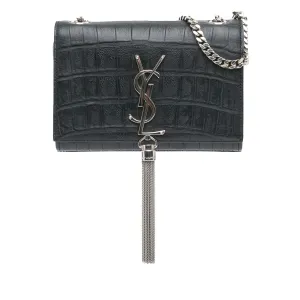 Mini Croc Embossed Kate Tassel Crossbody