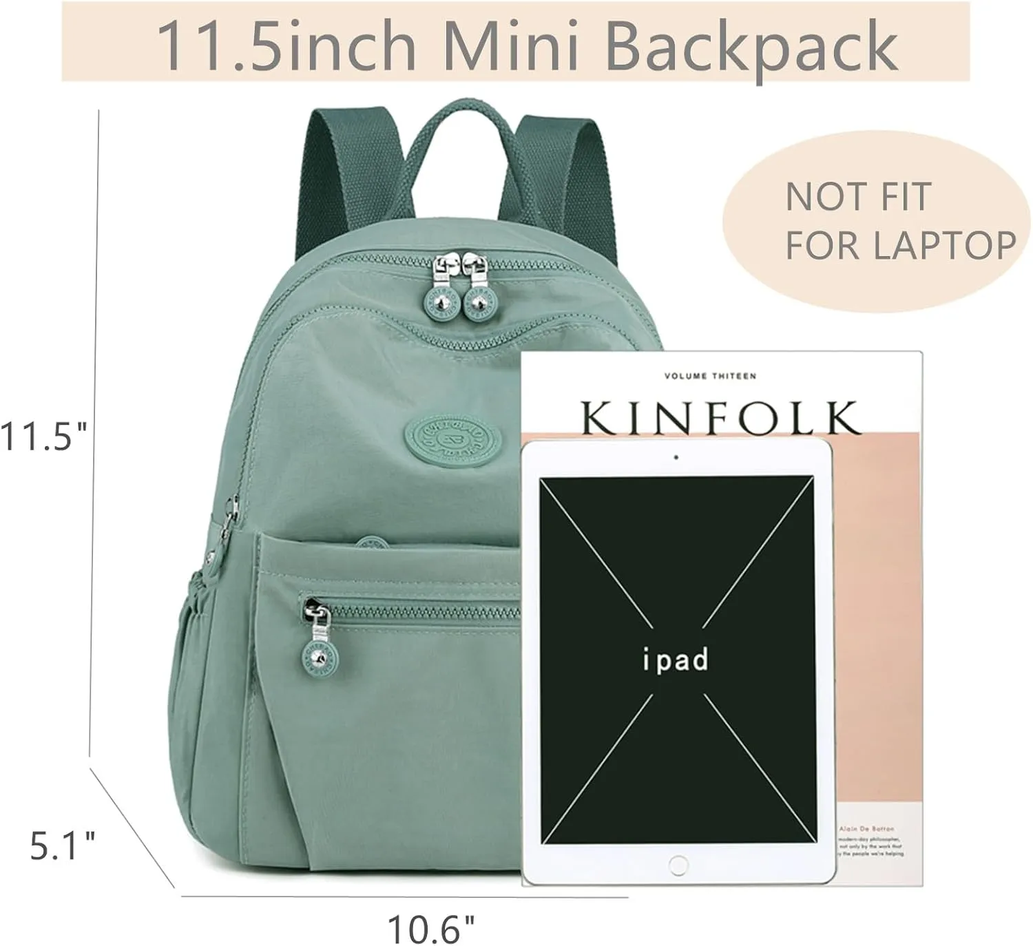 Mini Nylon Women Backpacks,11L Small Ladies backpacks Casual Lightweight Women Shopping Travel Daypack (Grey)