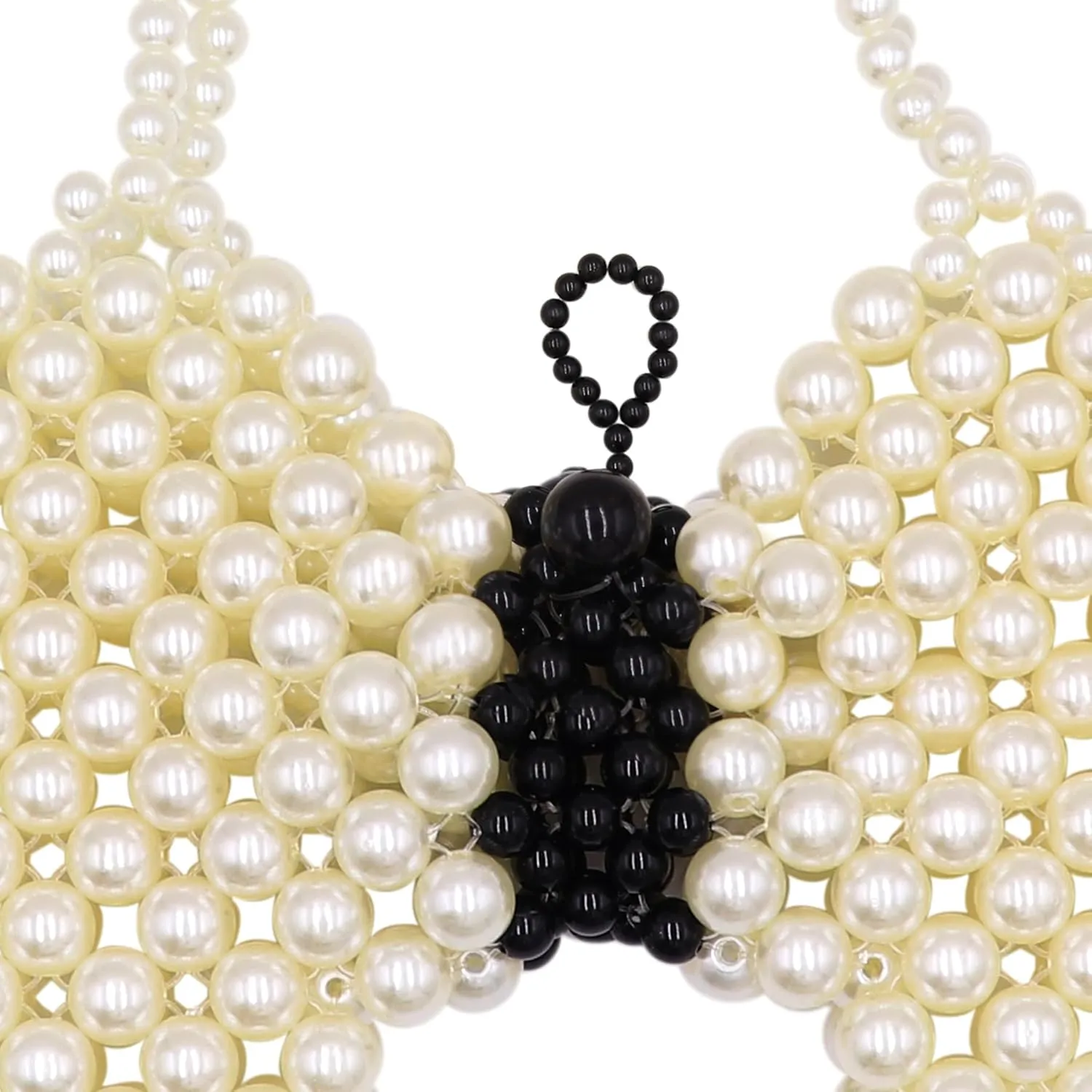 Mini White Pearl Purse for Girls Butterfly Crossbody Handbag Pearl Shoulder Bag Beaded Clutch for Women