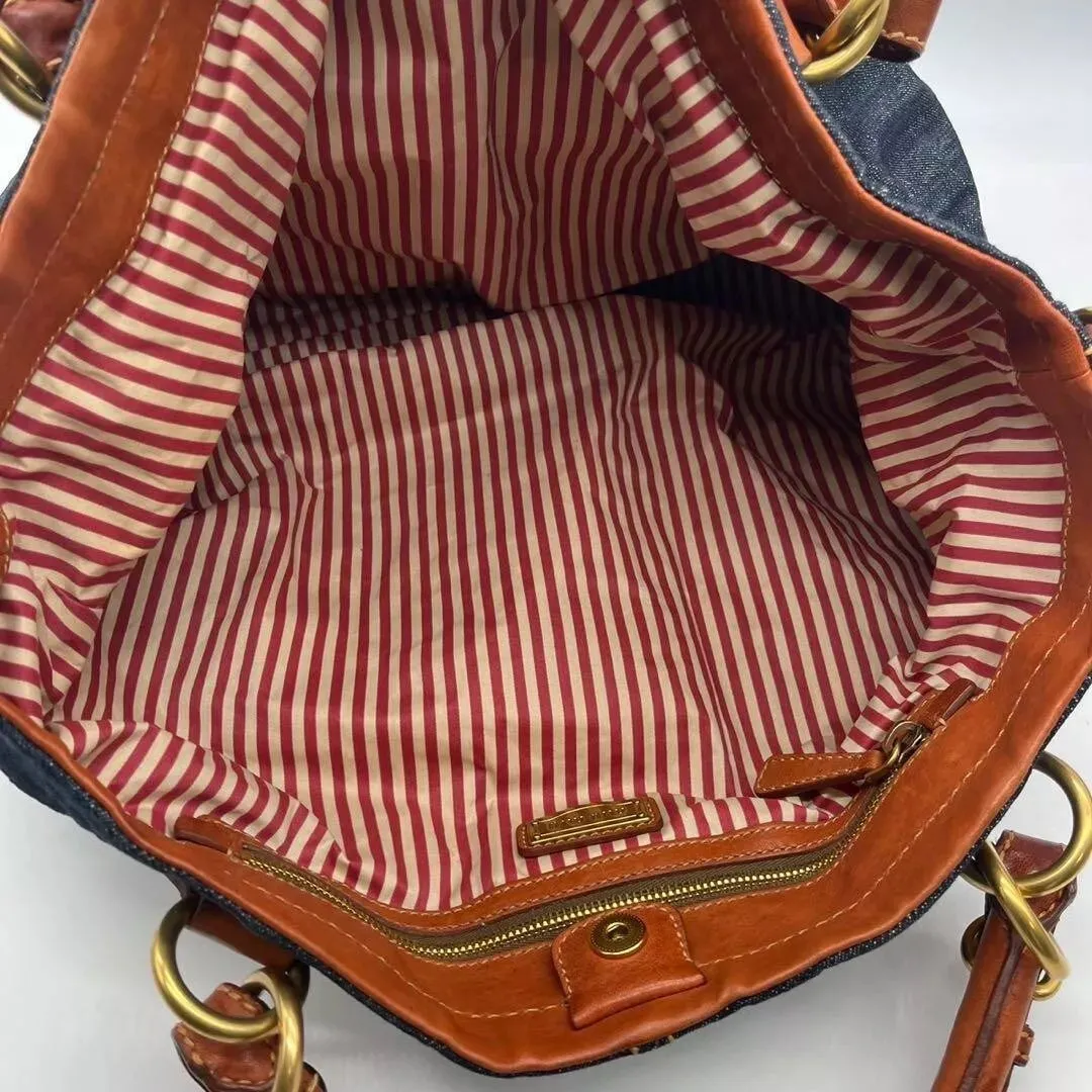 MIU MIU VINTAGE DENIM LEATHER HANDBAG