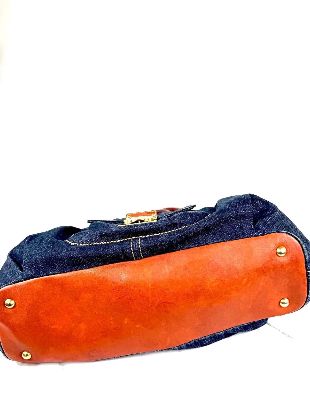 MIU MIU VINTAGE DENIM LEATHER HANDBAG