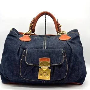 MIU MIU VINTAGE DENIM LEATHER HANDBAG